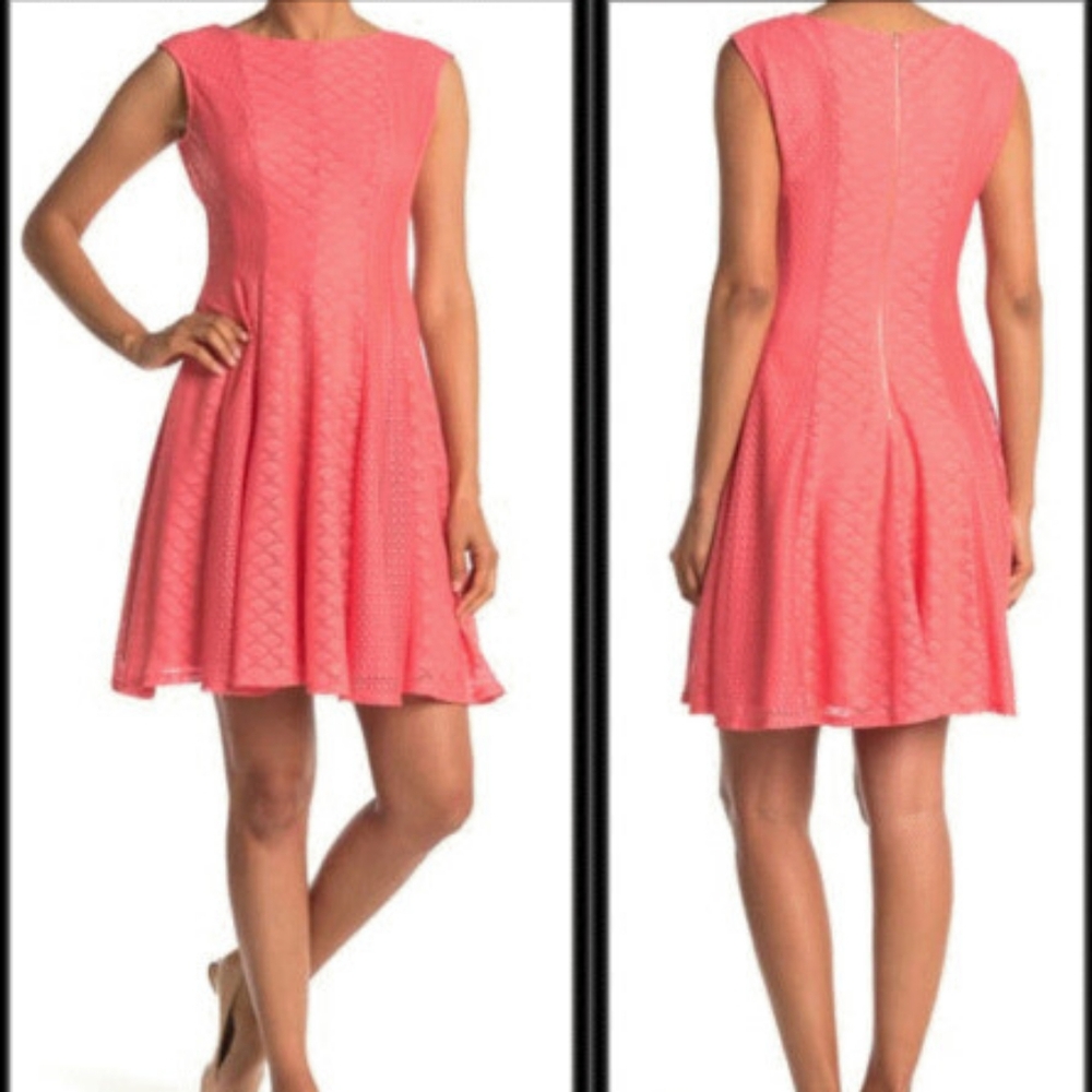 Coral Sleeveless Fit & Flare Dress
